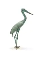 Robin Lewis, Saddle-billed Stork, copper with a verdigris patina on a glass base