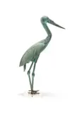 Robin Lewis, Saddle-billed Stork, copper with a verdigris patina on a glass base