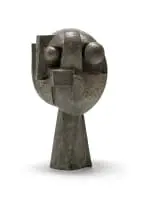 Edoardo Villa, African Mask IV, bronze with a green patina