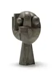 African Mask IV by Edoardo Villa, bronze with a green patina, sold Jul 2023