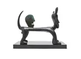 Norman Catherine, Dog Watch, bronze with a black and green patina