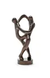 Frieda Ollemans, Mother and Child, bronze, on a circular bronze base