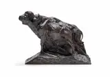 Dylan Lewis, Buffalo Bull Pair Maquette (S63), bronze with a dark brown patina