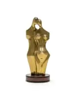 Mpanda Kiala Manuel, The Couple, bronze with a gold patina, on a wooden base
