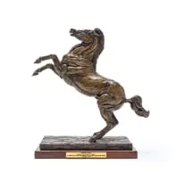 Gill Wiles, Toyota Horse, bronze with brown patina, on a wooden base