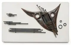 Composition by Michael Fleischer, bronze, on a painted wooden base, sold Jul 2023