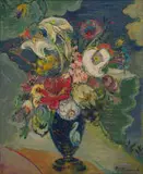 Alice Tennant, Vase with Flowers, oil on canvas laid down on board