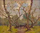 Nita Spilhaus, Trees by a Stream
