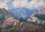 Hugo Naude, Labouring in the Valley, oil on board