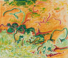 Nel Erasmus, Orange Landscape, pastel on paper