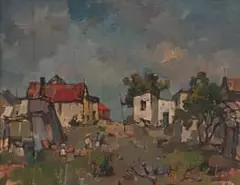 Gregoire Boonzaier, Landscape with Houses and Trees, oil on canvas