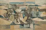 Ronald Mylchreest, Abstract Trees, mixed media on board