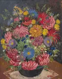 Le Roux Smith Le Roux, Flowers in a Vase, oil on canvas laid down on board