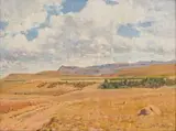 Cecil Thornley Stewart, Xhalanga Kop, Transkei near Cala v Elliot, 1950, oil on board