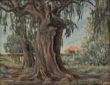 Erich Mayer, A Highveld Farm, oil on board
