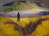Figure in a Landscape by Johannes Meintjes, oil on board, sold May 2023