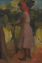 May Hillhouse, Woman Trimming Trees, oil on canvas