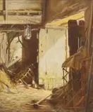 Gladstone (William Ewart) Solomon, Barn Interior, oil on canvas