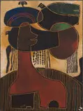 Lucky Sibiya, Bird Woman, oil on wood panel