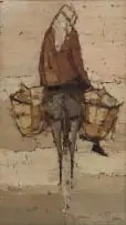 Aileen Lipkin, Donkey Rider, mixed media on board