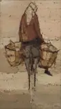 Aileen Lipkin, Donkey Rider, mixed media on board