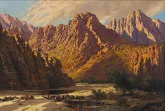 Tinus de Jongh, Mountain Landscape, oil on canvas