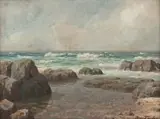 Roy Taylor, Pool and Sea, East London, oil on canvas laid down on board