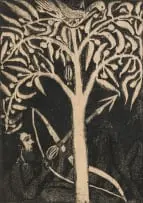 John Muafangejo, Shooter Birdes (sic), aquatint on paper