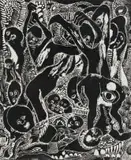 Struggle for Survival by Vuminkosi Zulu, linocut on paper, offered May 2023