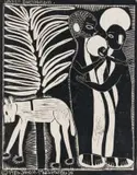 John Muafangejo, Way to Bethlehem, linocut on paper