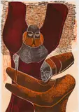 Lucky Sibiya, King and Queen, woodcut on paper