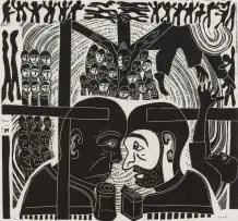 Azaria Mbatha, The Crucifixion, linocut on paper