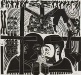 Azaria Mbatha, The Crucifixion, linocut on paper