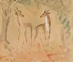 Reginald Turvey, Antelope, watercolour on paper
