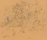 Harry Stratford Caldecott, Bushveld, pencil on paper
