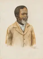 Simoni Mnguni, Portrait of a Bearded Man, watercolour on paper
