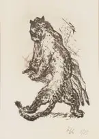 Fritz Krampe, Leopard, lithograph on paper