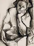 Zoltan Borbereki, Seated Woman with Basket