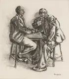 Sidney Beck, Seated Men, charcoal on paper