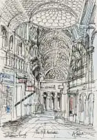 Arthur Edward Cantrell, Johannesburg, The Old Arcade, ink on paper