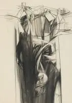 Abstract Composition by Nils Burwitz, pencil on paper, sold May 2023
