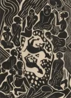 David Phoshoko, Sacrifice, linocut on paper