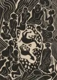 David Phoshoko, Sacrifice, linocut on paper