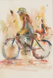 Eli Kobeli, Cyclist, watercolour on paper