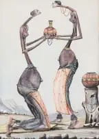 Phaswane David Mogano, A Gift of Clay Pots, watercolour on card