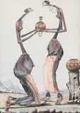 Phaswane David Mogano, A Gift of Clay Pots, watercolour on card