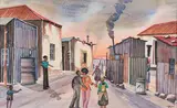 Phaswane David Mogano, Early Pimville T. Ship (J.H.B), watercolour on card