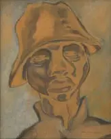 John Dronsfield, Figure in Hat, watercolour on artist's board