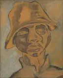 John Dronsfield, Figure in Hat, watercolour on artist's board