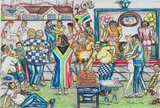 Thomas Motswai, A New South African Township at Pimville, pastel on paper